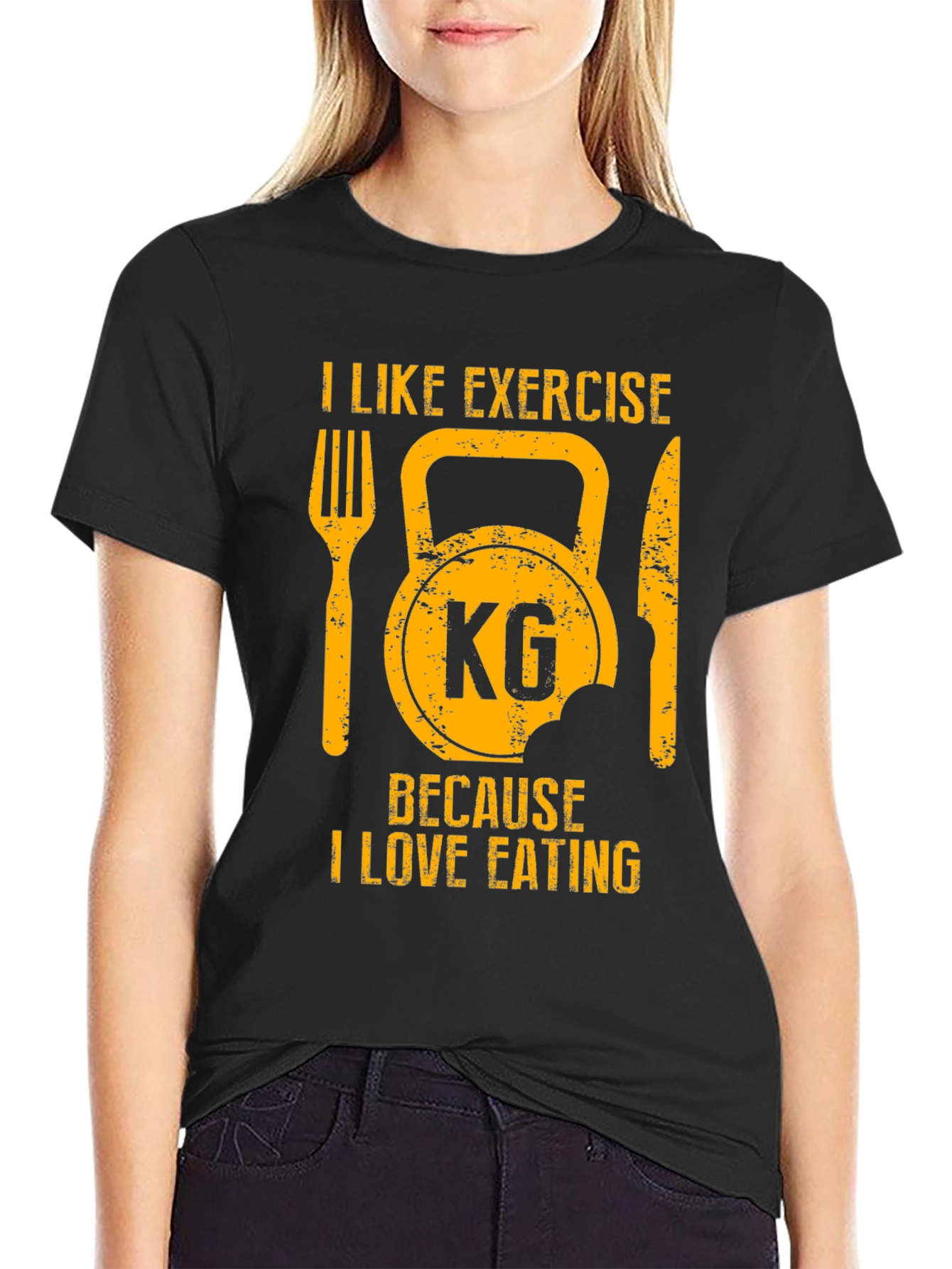 Exercise & Eating T-Shirt - Funny Fitness Gym Tee