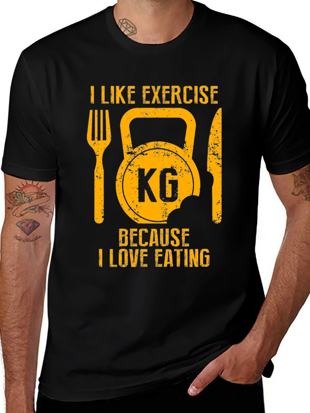 Exercise & Eating T-Shirt - Funny Fitness Gym Tee