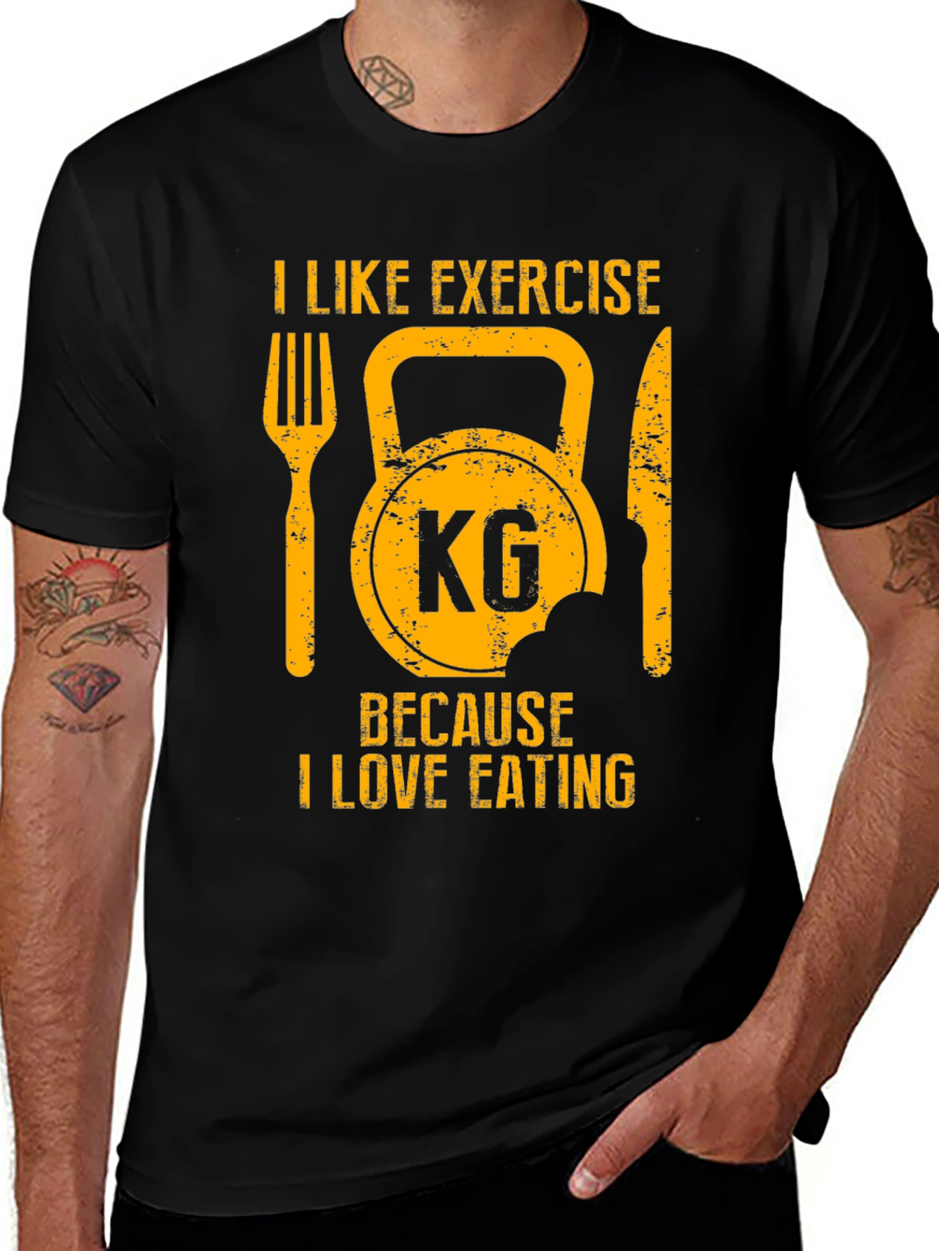 Exercise & Eating T-Shirt - Funny Fitness Gym Tee