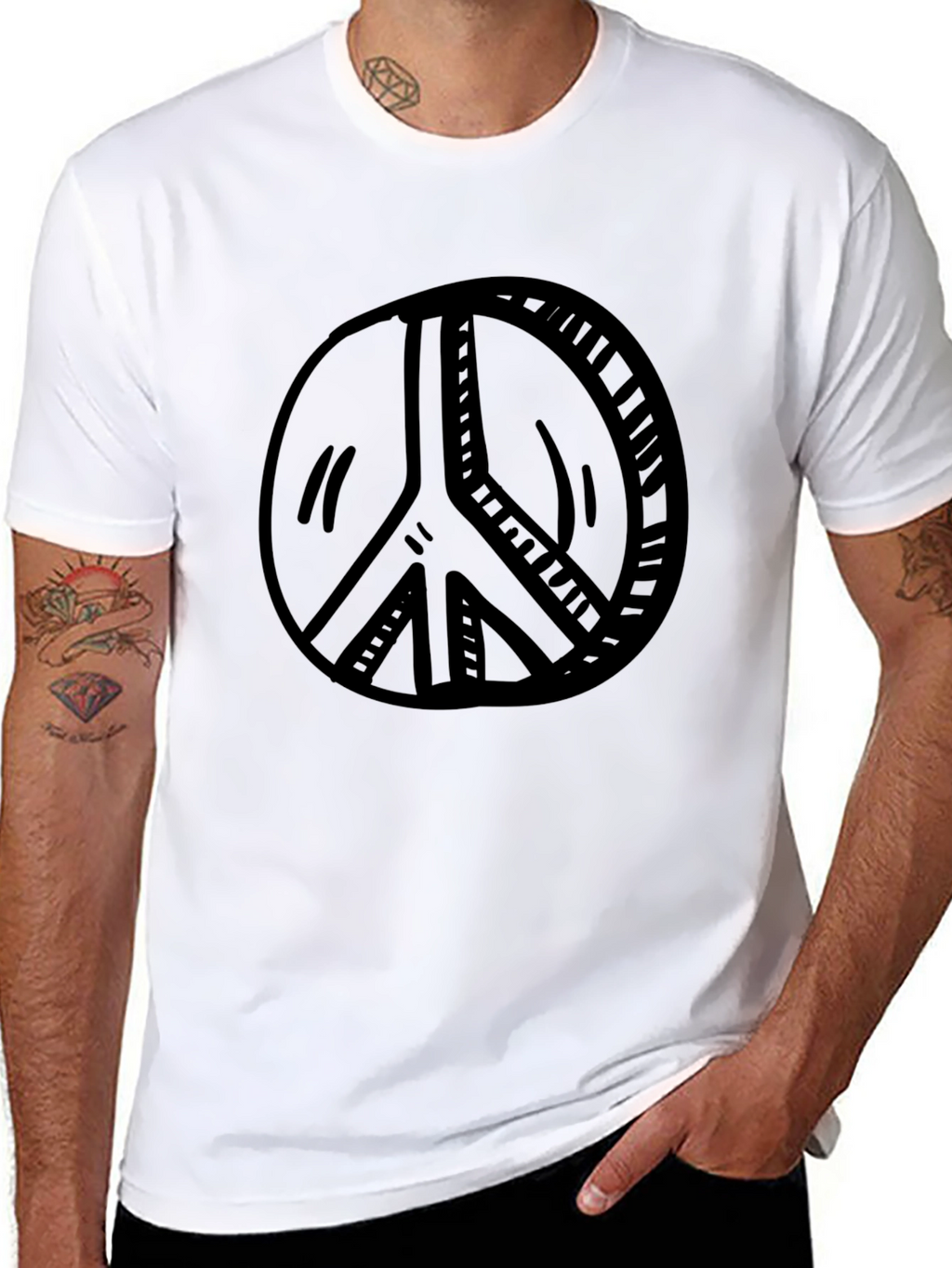 Black Peace Sign Graphic T-Shirt