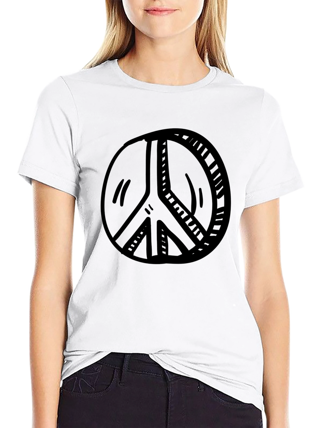 Black Peace Sign Graphic T-Shirt