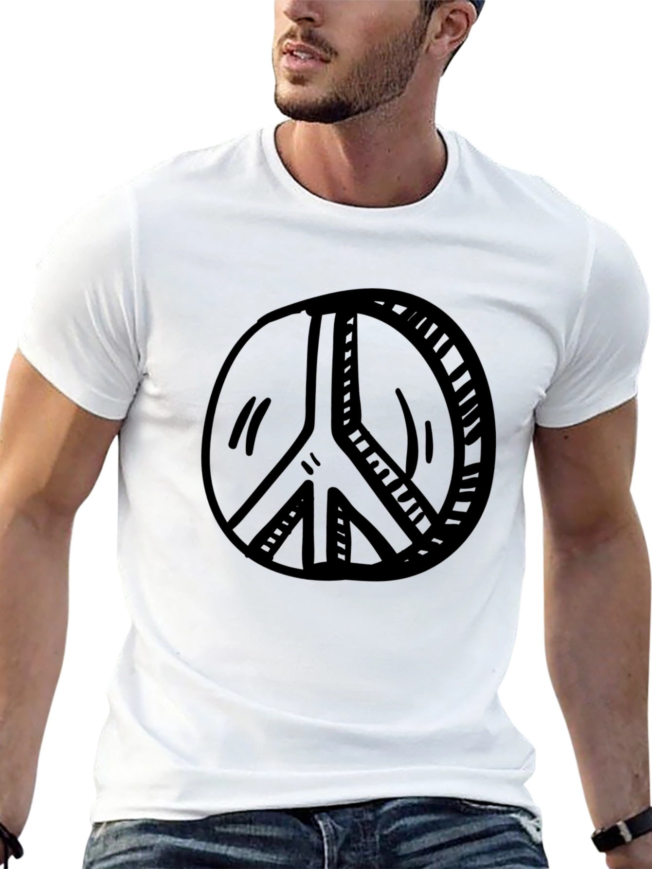 Black Peace Sign Graphic T-Shirt