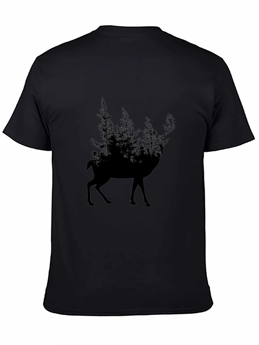 Nature Deer Silhouette Graphic Tee - Black
