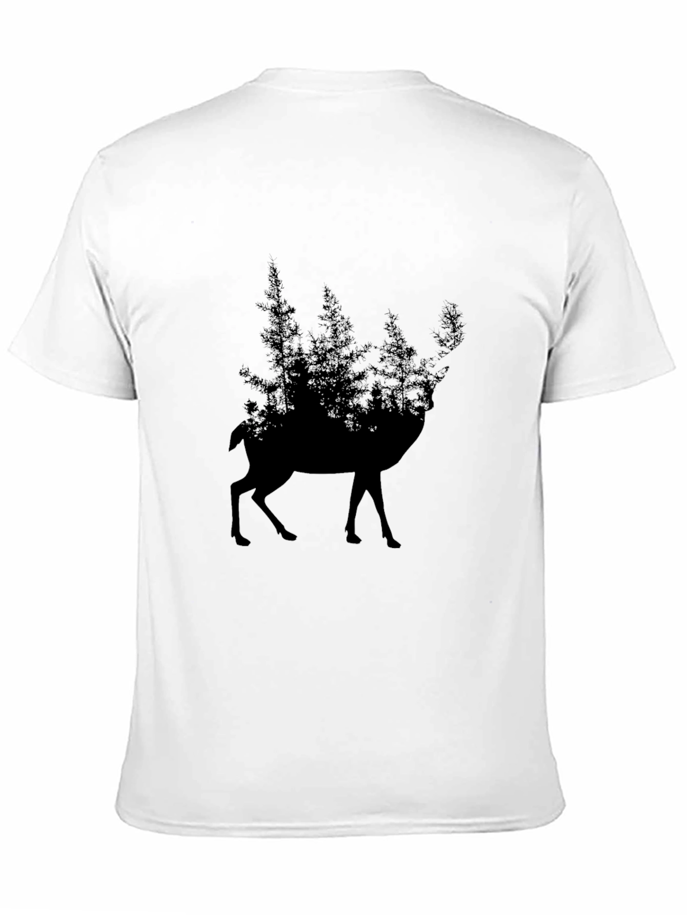 Nature Deer Silhouette Graphic Tee - Black