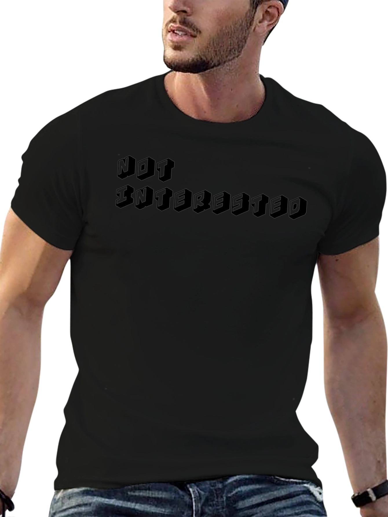 Not Interested Black Graphic Tee