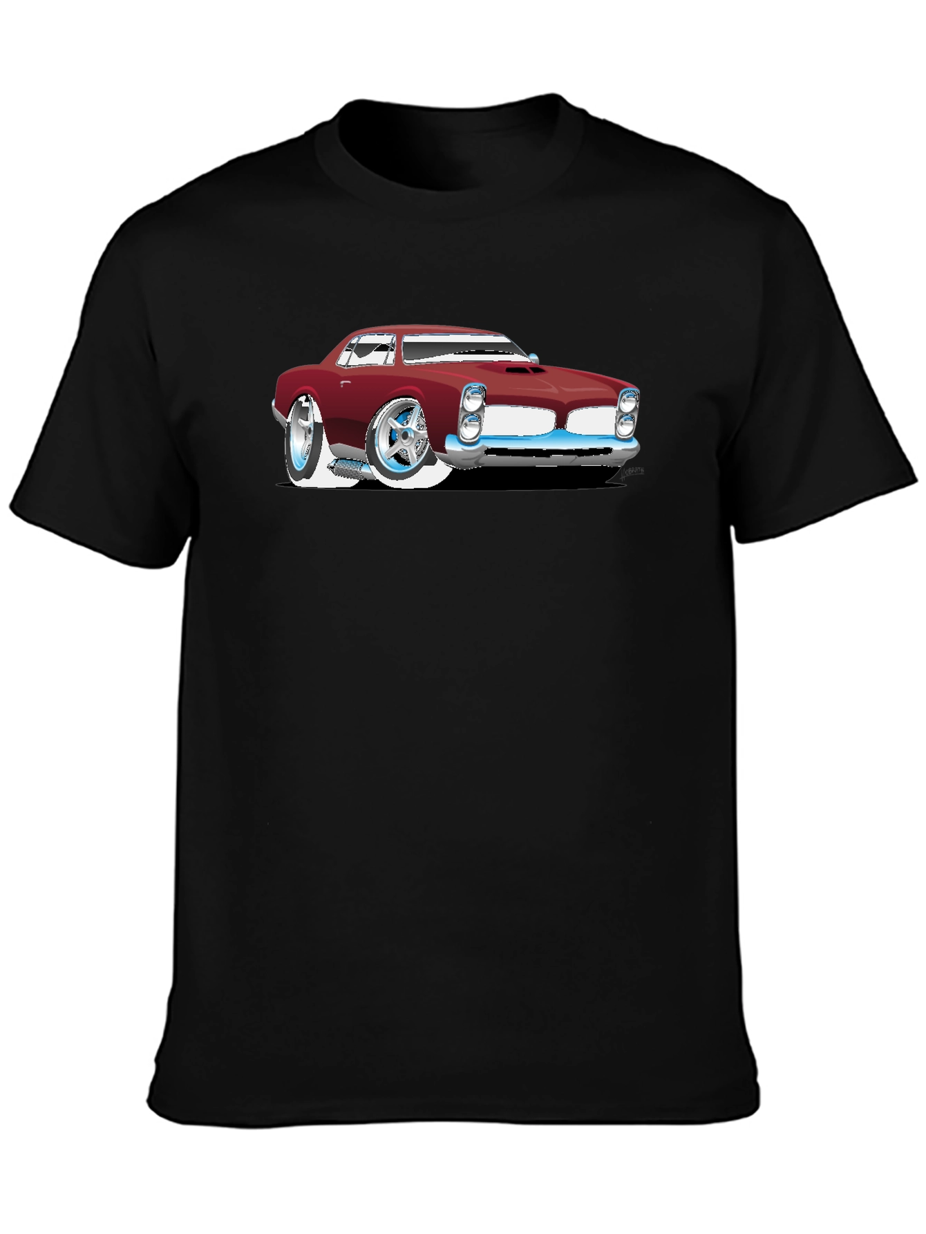 Cartoon Car Graphic Black T-Shirt