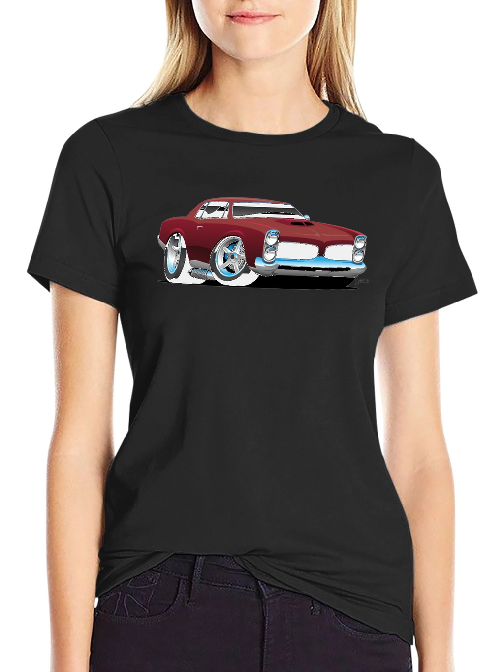 Cartoon Car Graphic Black T-Shirt