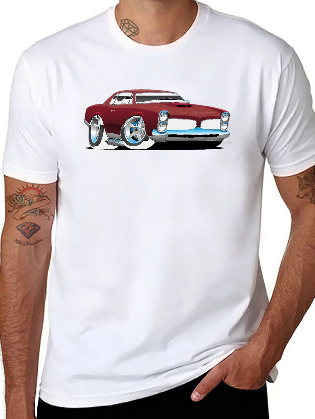 Cartoon Car Graphic Black T-Shirt