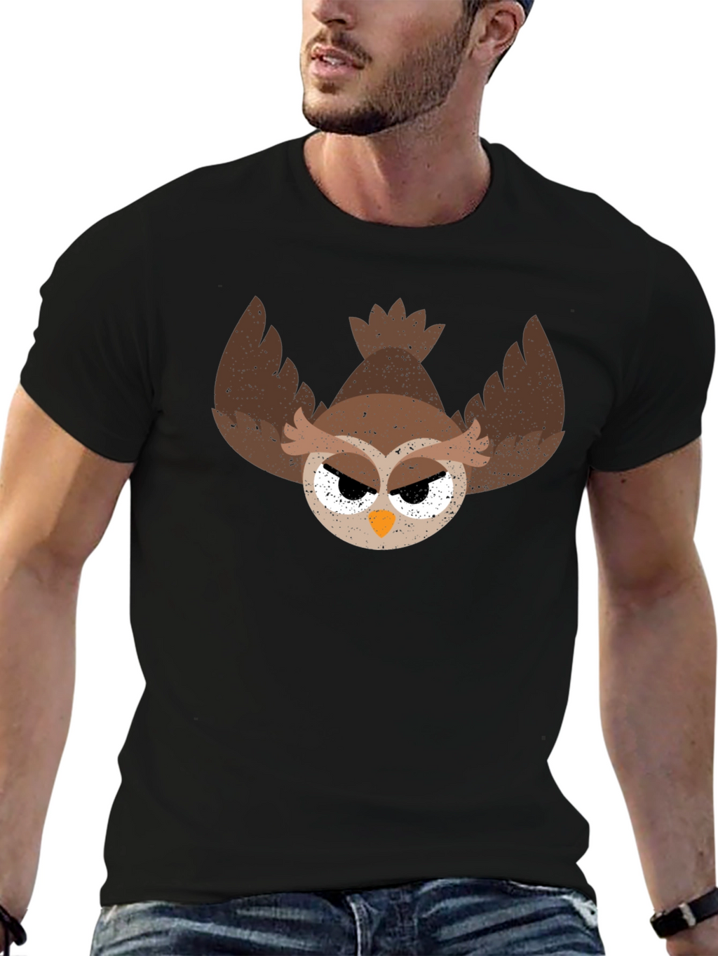 Grumpy Owl Graphic Tee - Mens Black T-Shirt