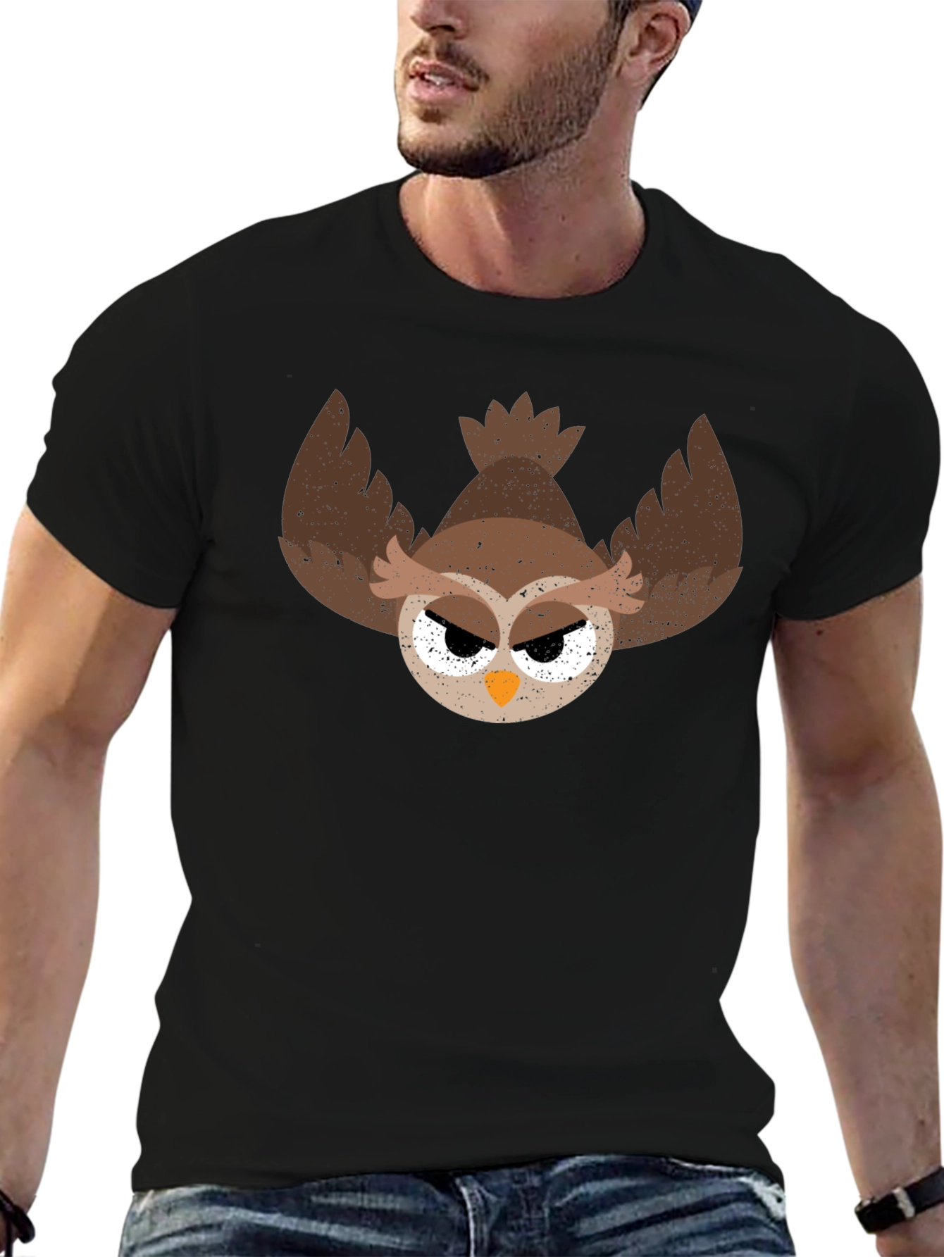 Grumpy Owl Graphic Tee - Mens Black T-Shirt