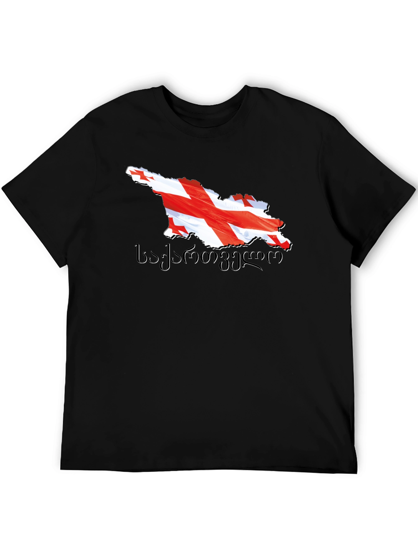 Georgia Flag Map T-Shirt - Black Crew Neck Tee