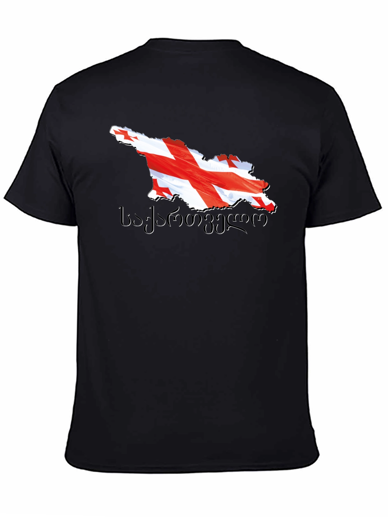 Georgia Flag Map T-Shirt - Black Crew Neck Tee