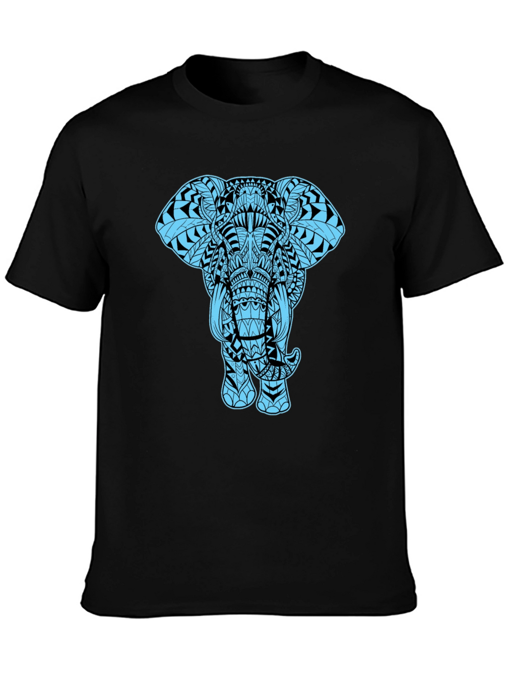 Elephant Graphic Tee - Black Cotton Blend Casual Shirt
