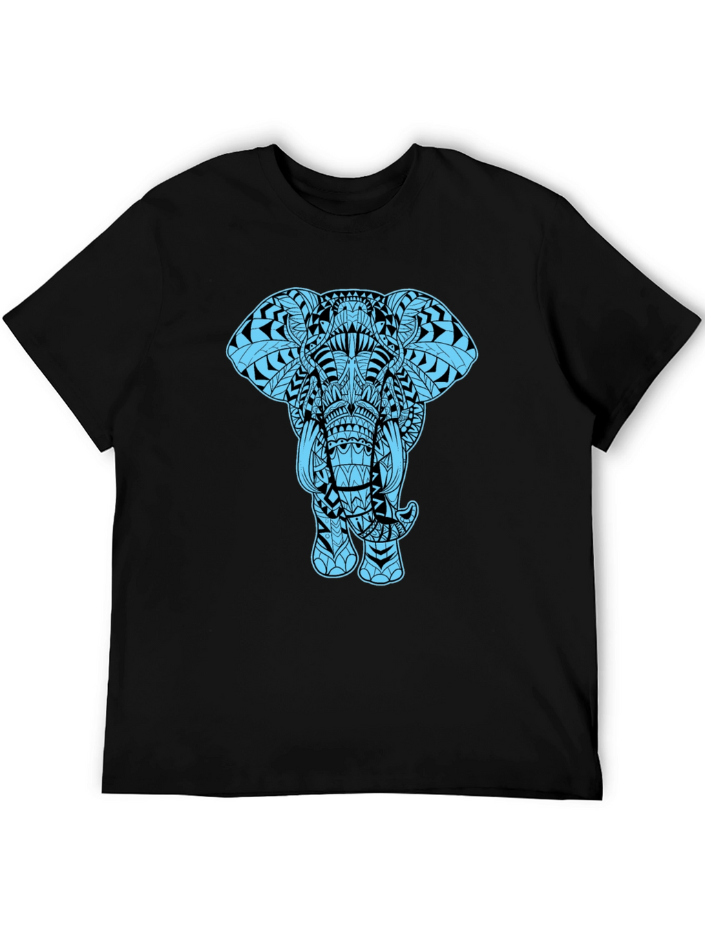 Elephant Graphic Tee - Black Cotton Blend Casual Shirt