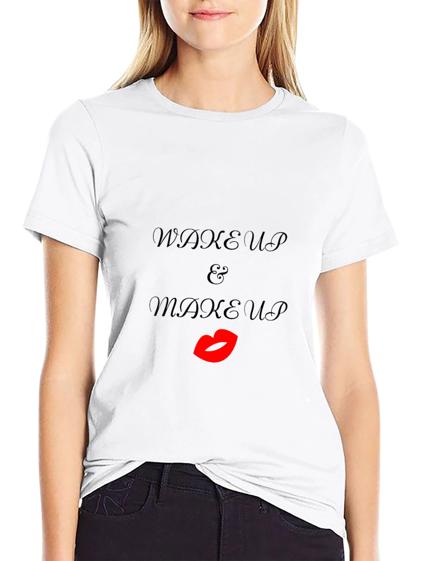 Wake Up & Makeup Black T-Shirt