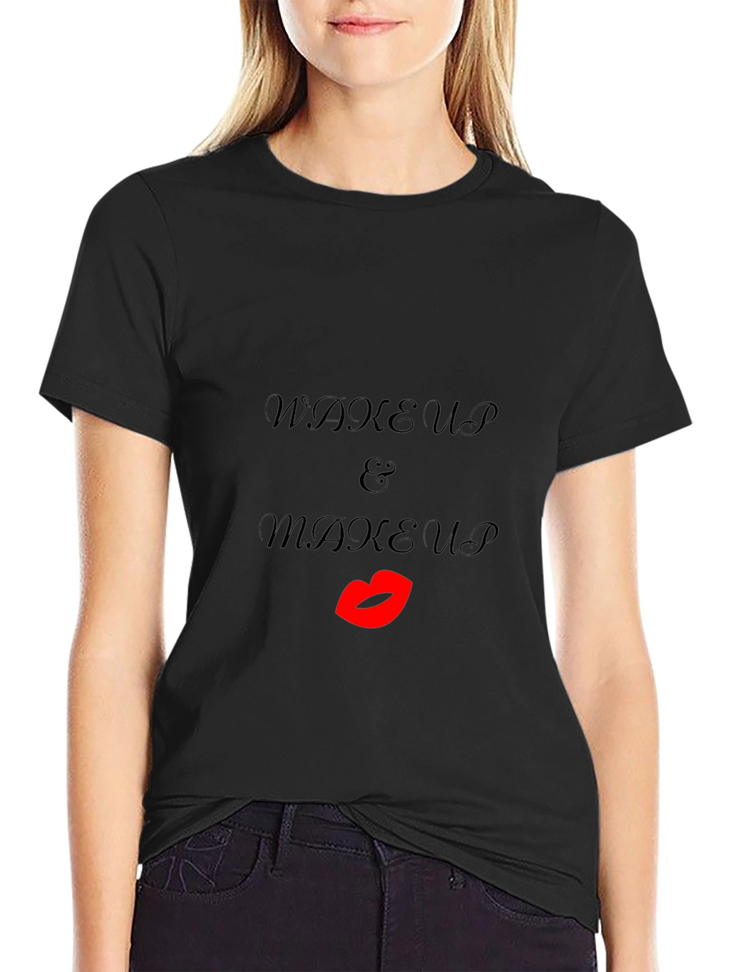 Wake Up & Makeup Black T-Shirt