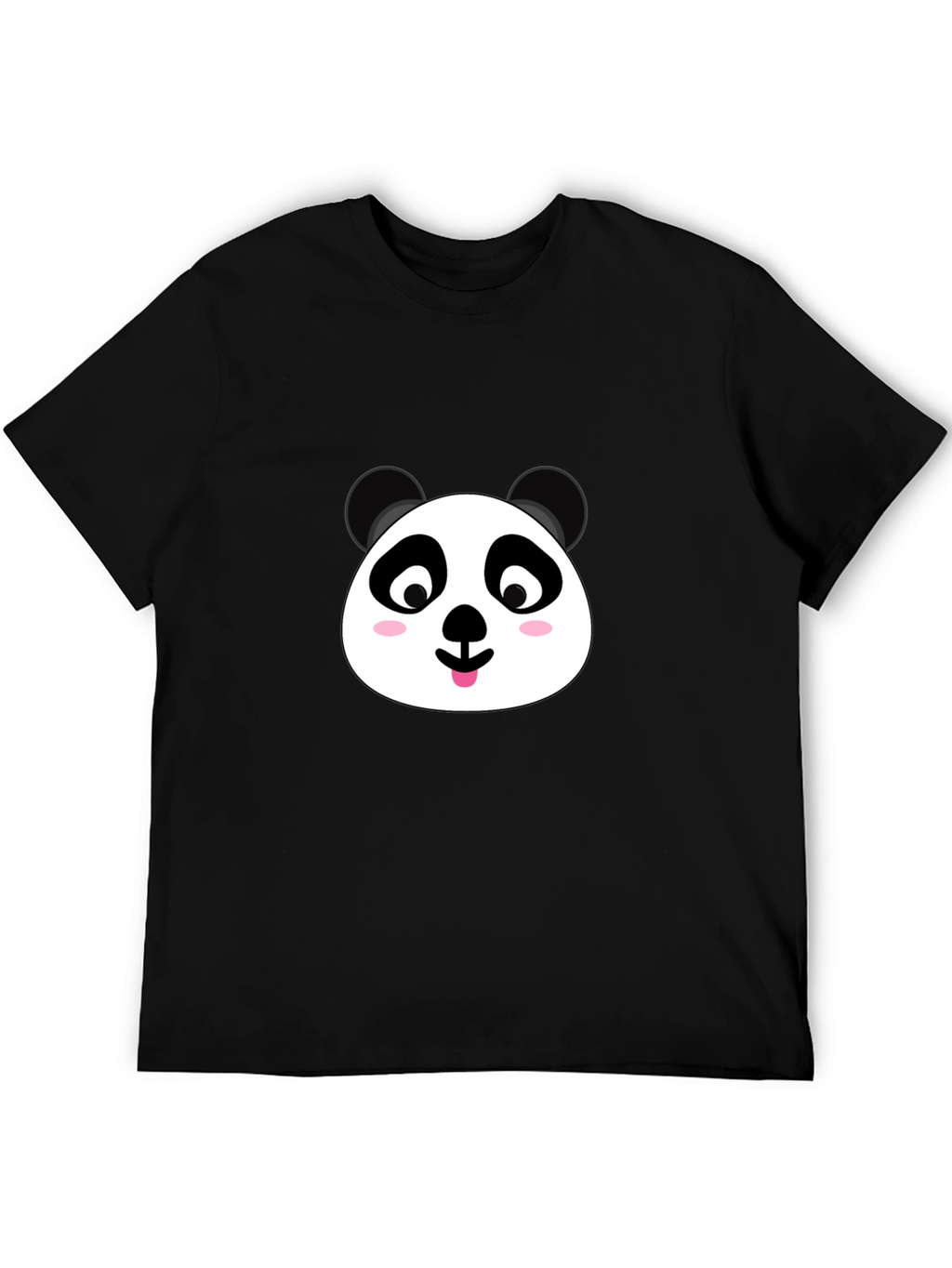Cute Panda Face Graphic Black T-Shirt