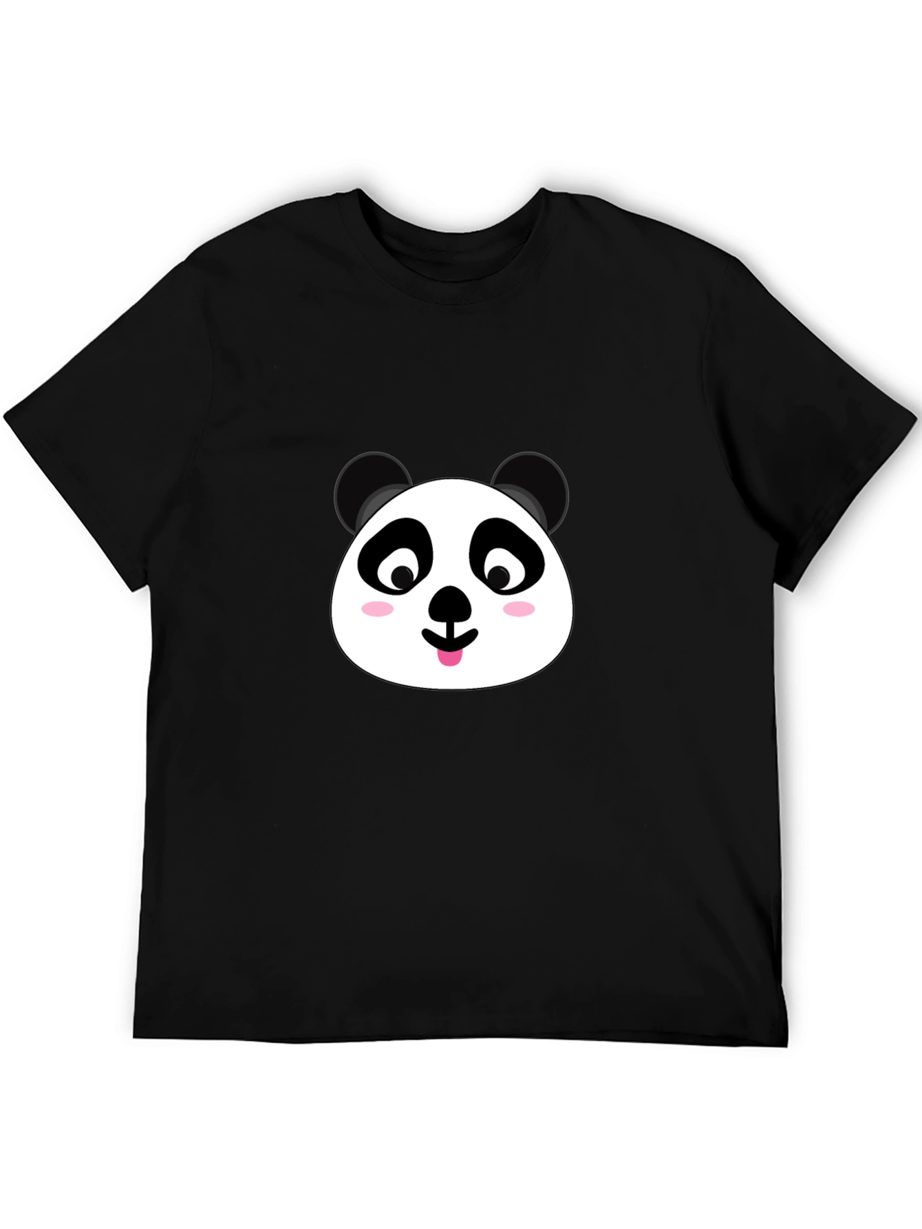 Cute Panda Face Graphic Black T-Shirt