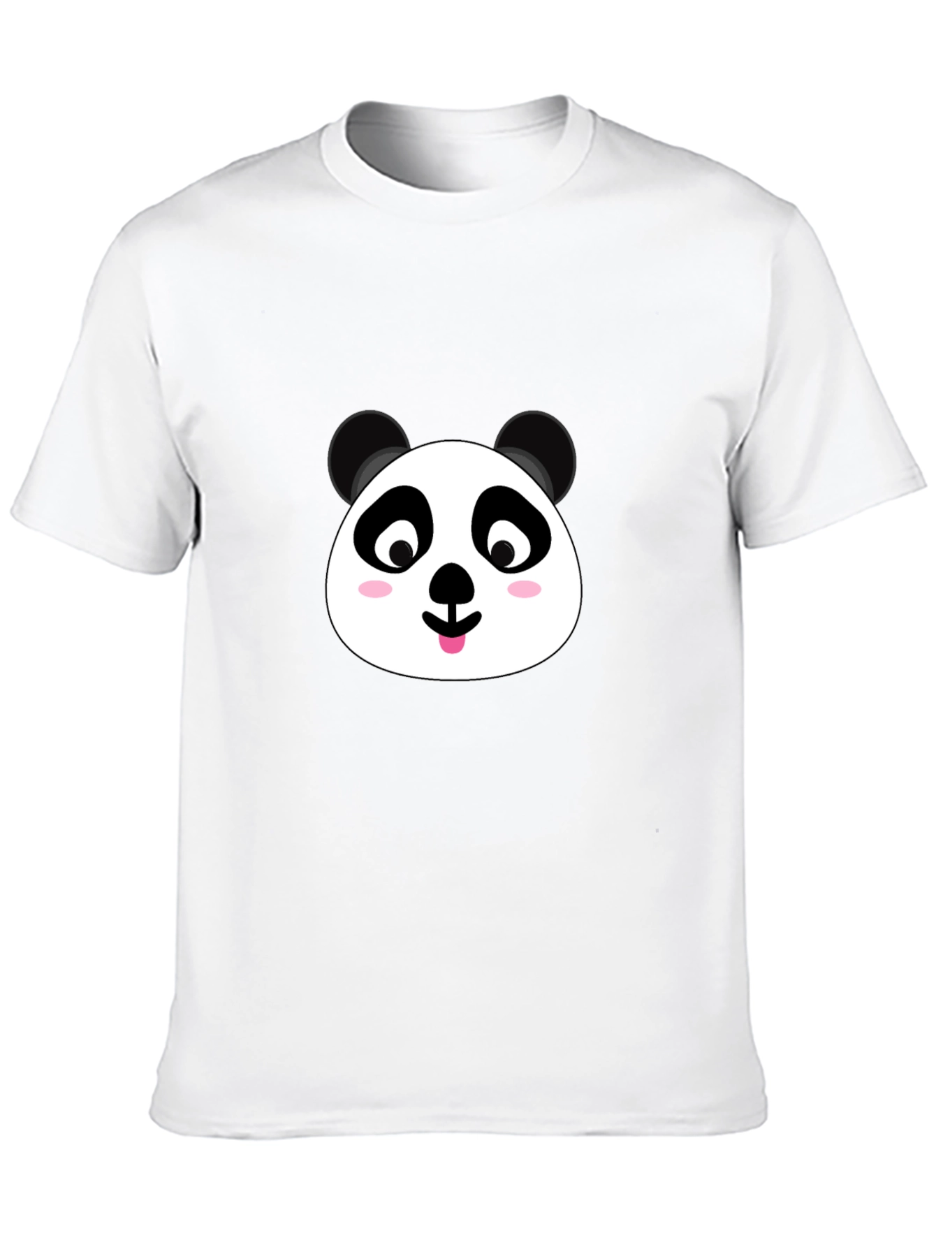 Cute Panda Face Graphic Black T-Shirt