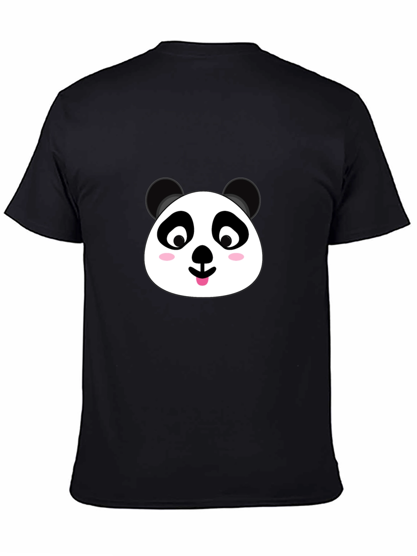 Cute Panda Face Graphic Black T-Shirt