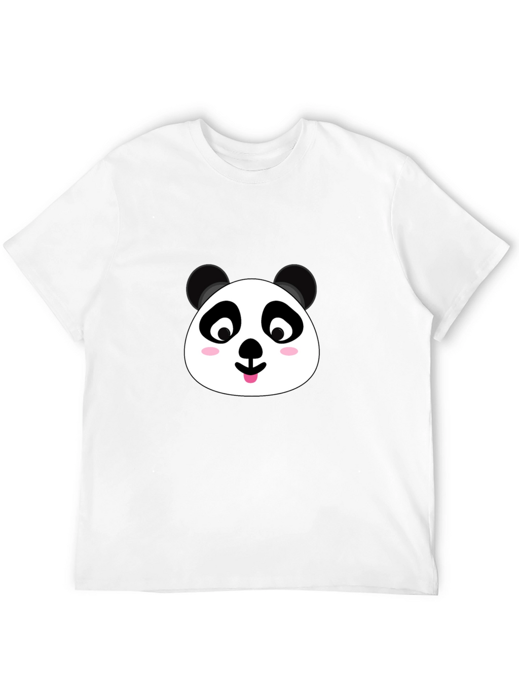 Cute Panda Face Graphic Black T-Shirt