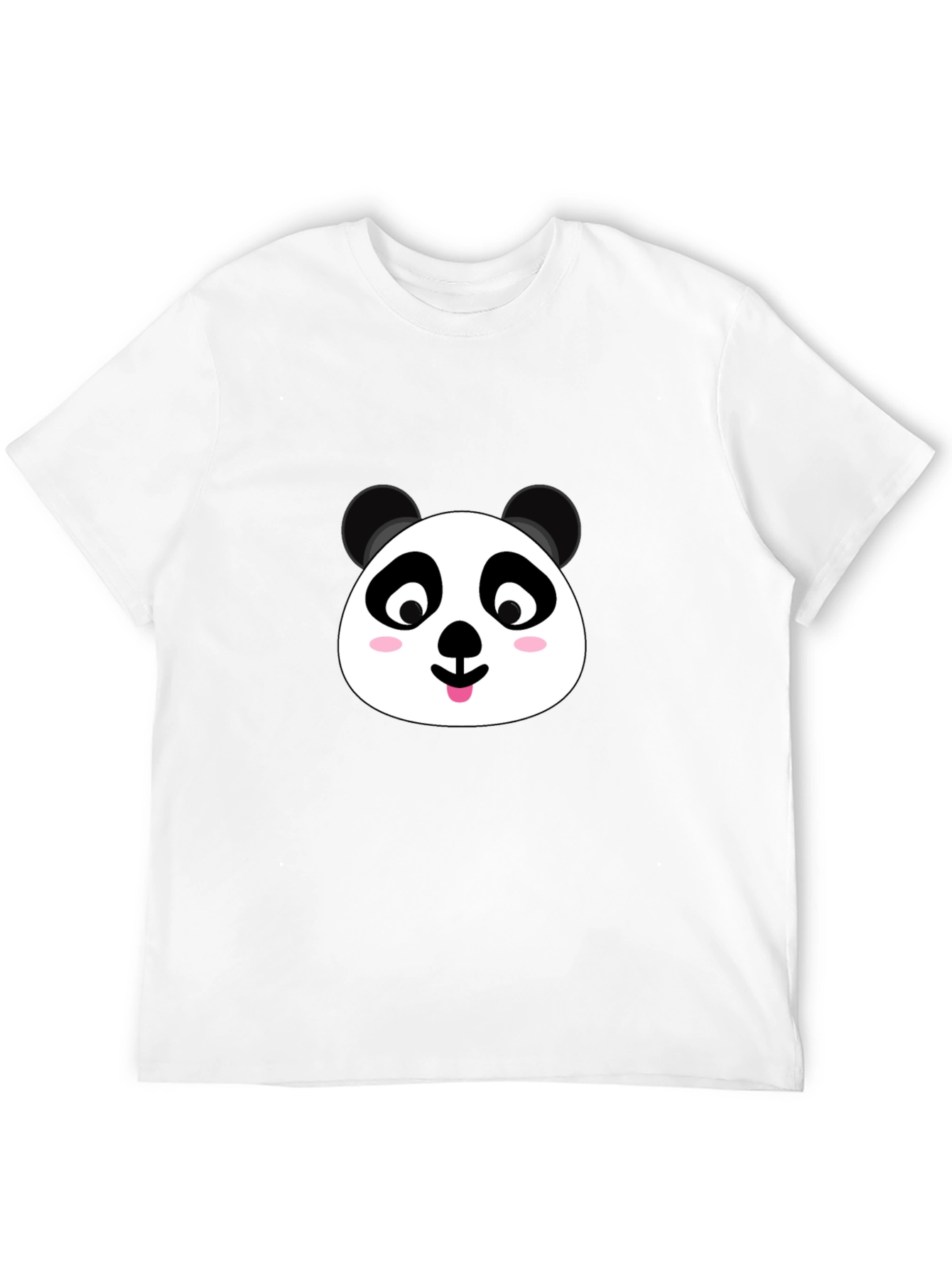 Cute Panda Face Graphic Black T-Shirt