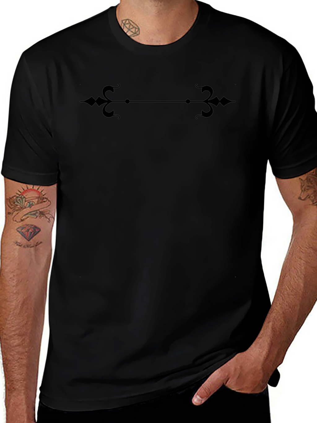 Ornamental Graphic Black T-Shirt