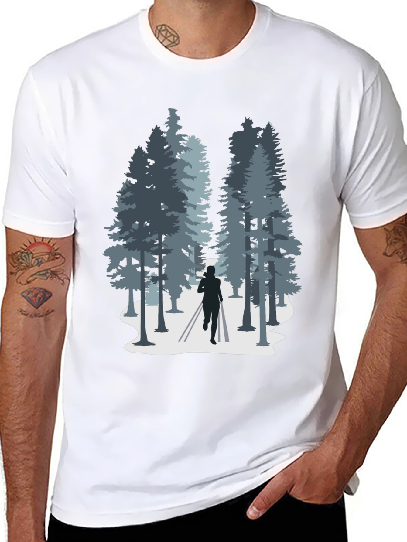 Nature Run T-Shirt: Forest Silhouette