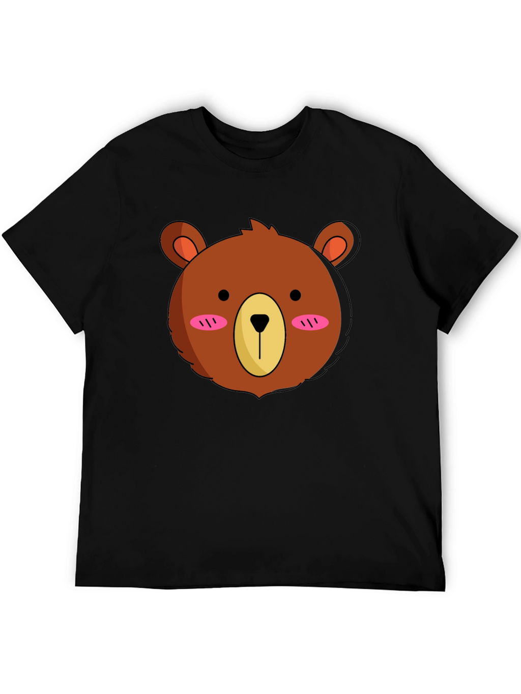 Cute Bear Graphic Tee - Black Cotton T-Shirt