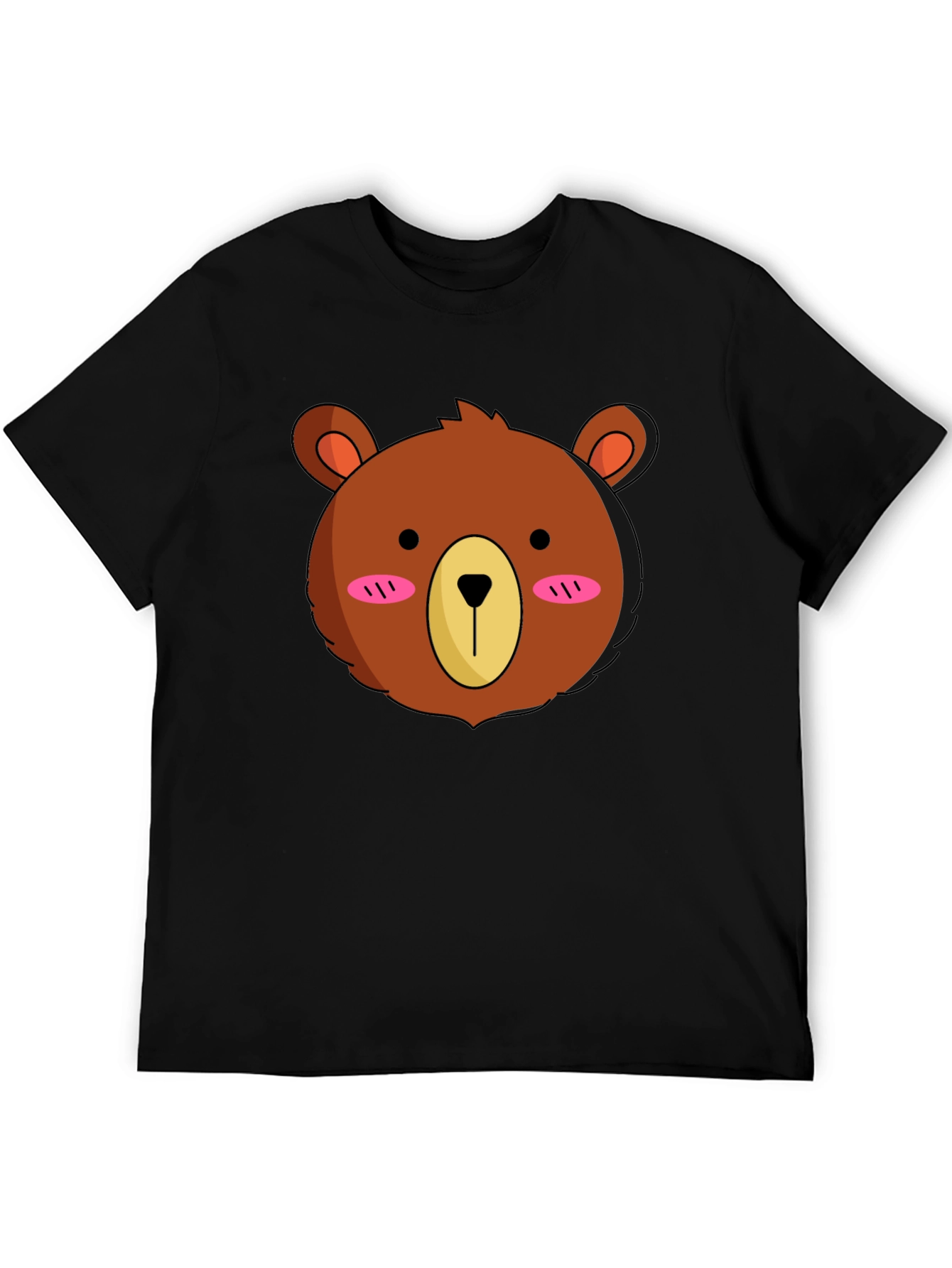 Cute Bear Graphic Tee - Black Cotton T-Shirt