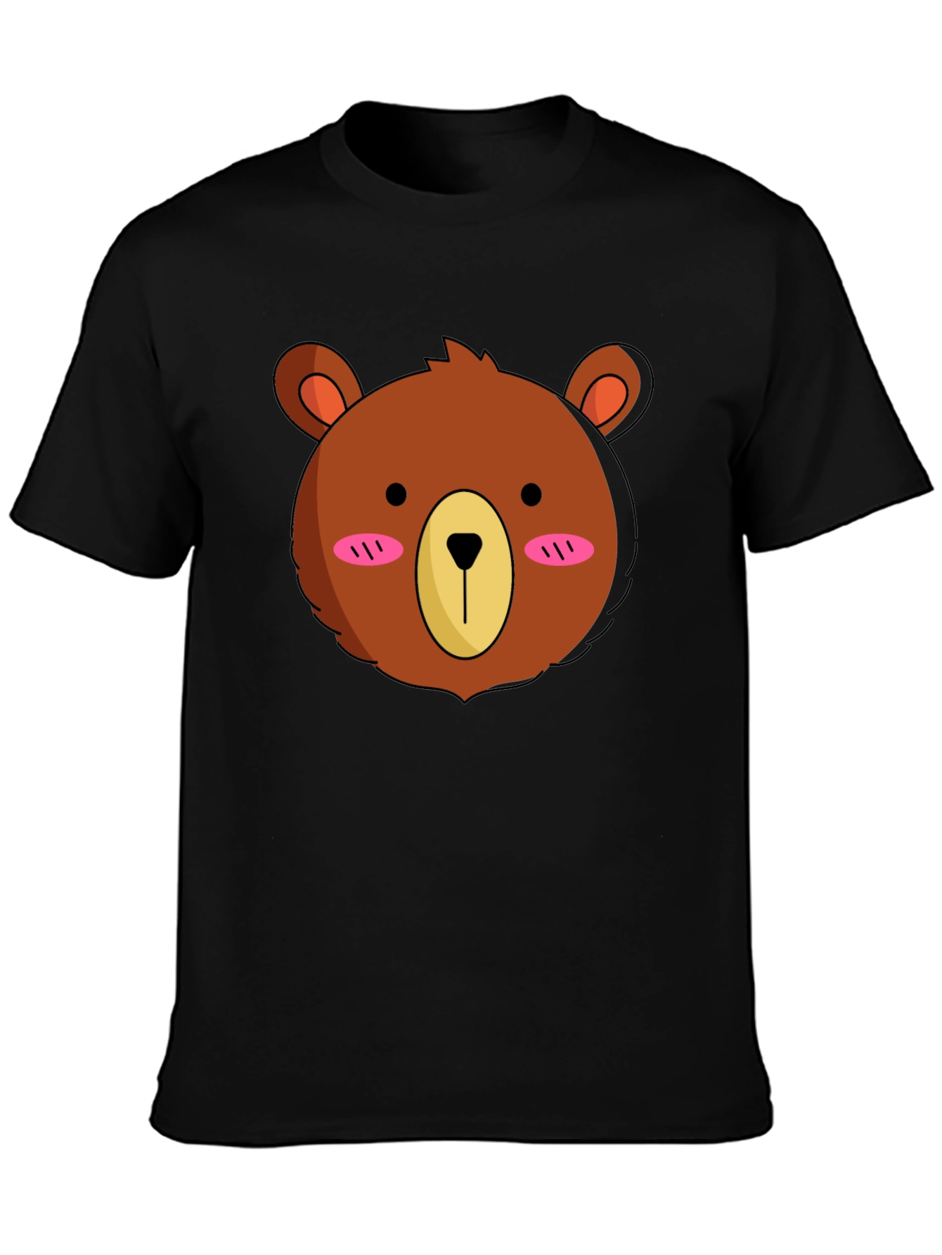 Cute Bear Graphic Tee - Black Cotton T-Shirt