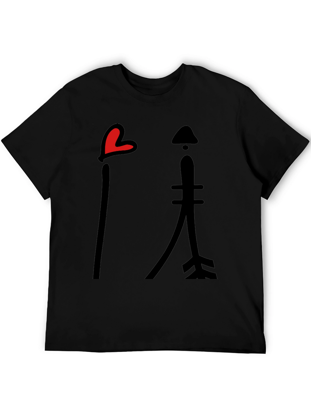 Heart & Arrow Graphic Tee - Casual Black T-Shirt