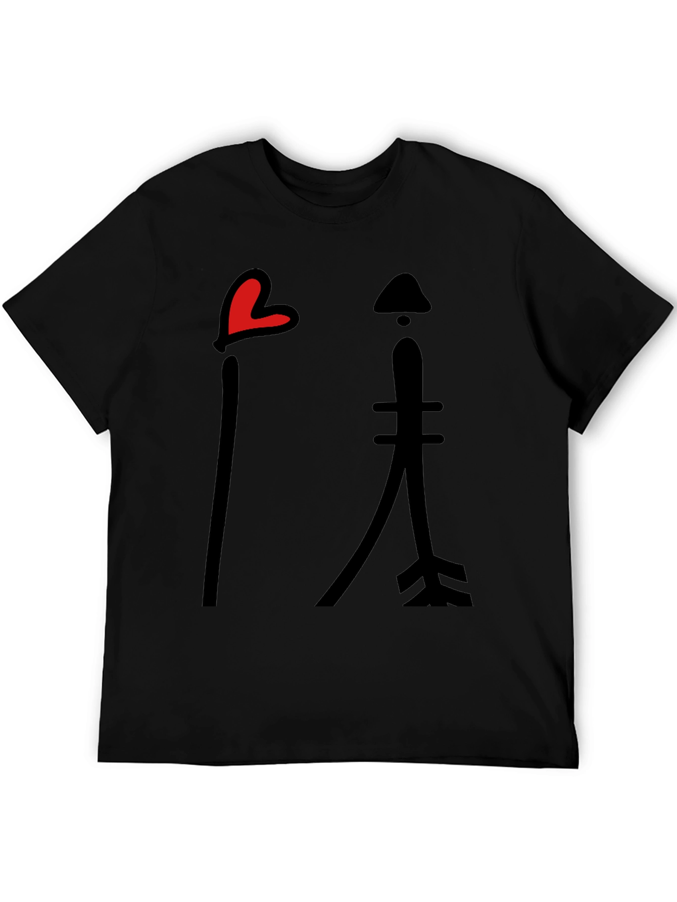 Heart & Arrow Graphic Tee - Casual Black T-Shirt