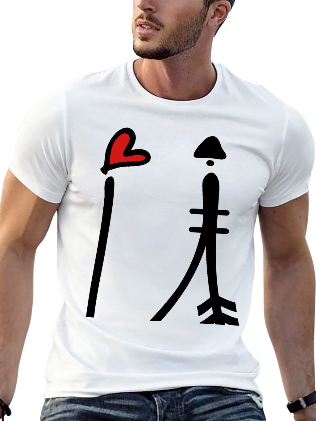 Heart & Arrow Graphic Tee - Casual Black T-Shirt