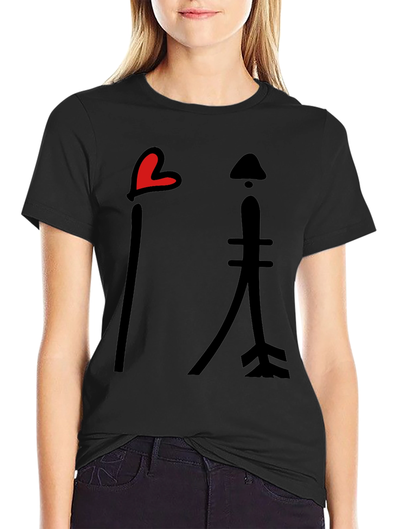 Heart & Arrow Graphic Tee - Casual Black T-Shirt
