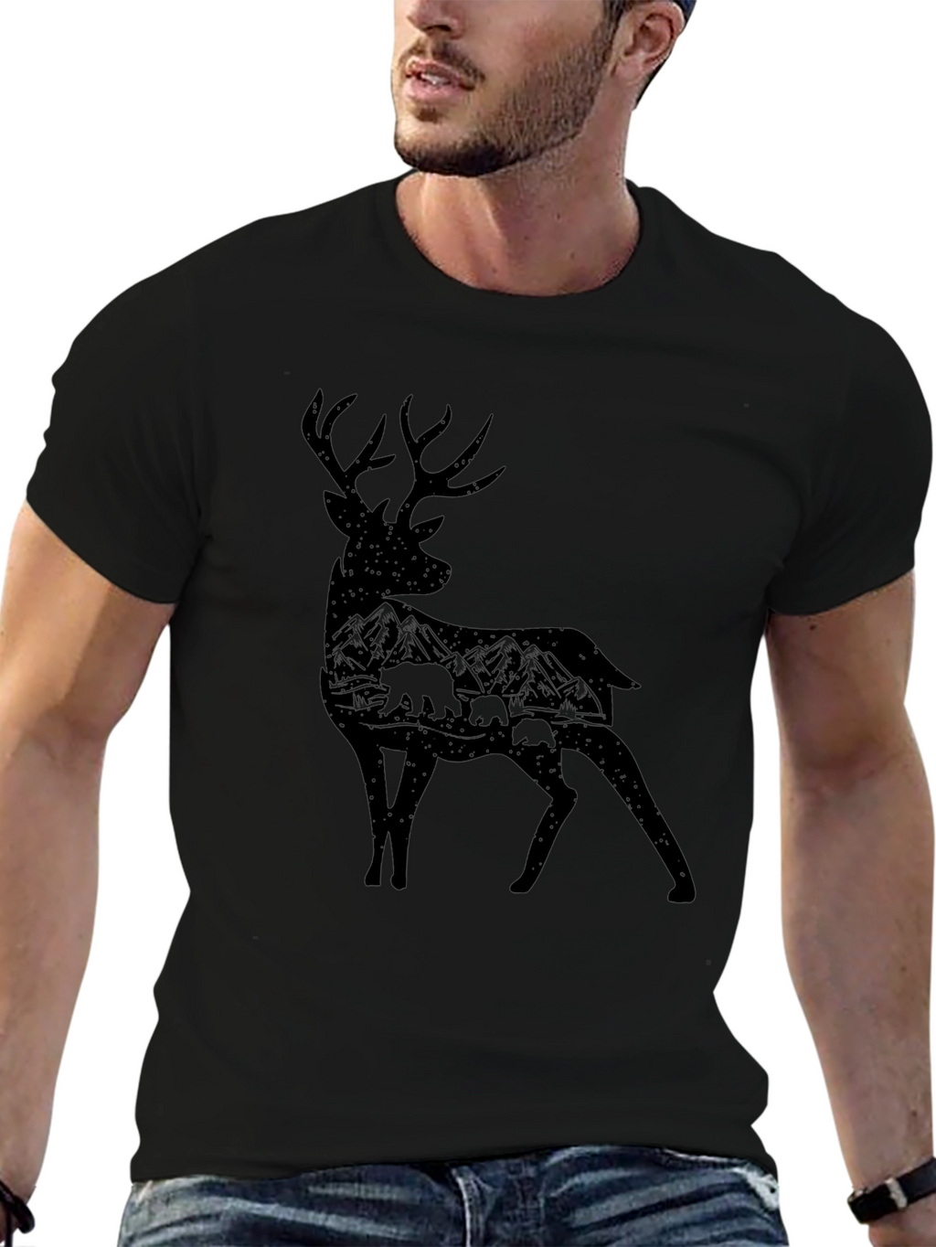 Deer Silhouette Graphic Tee - Nature Lovers T-Shirt