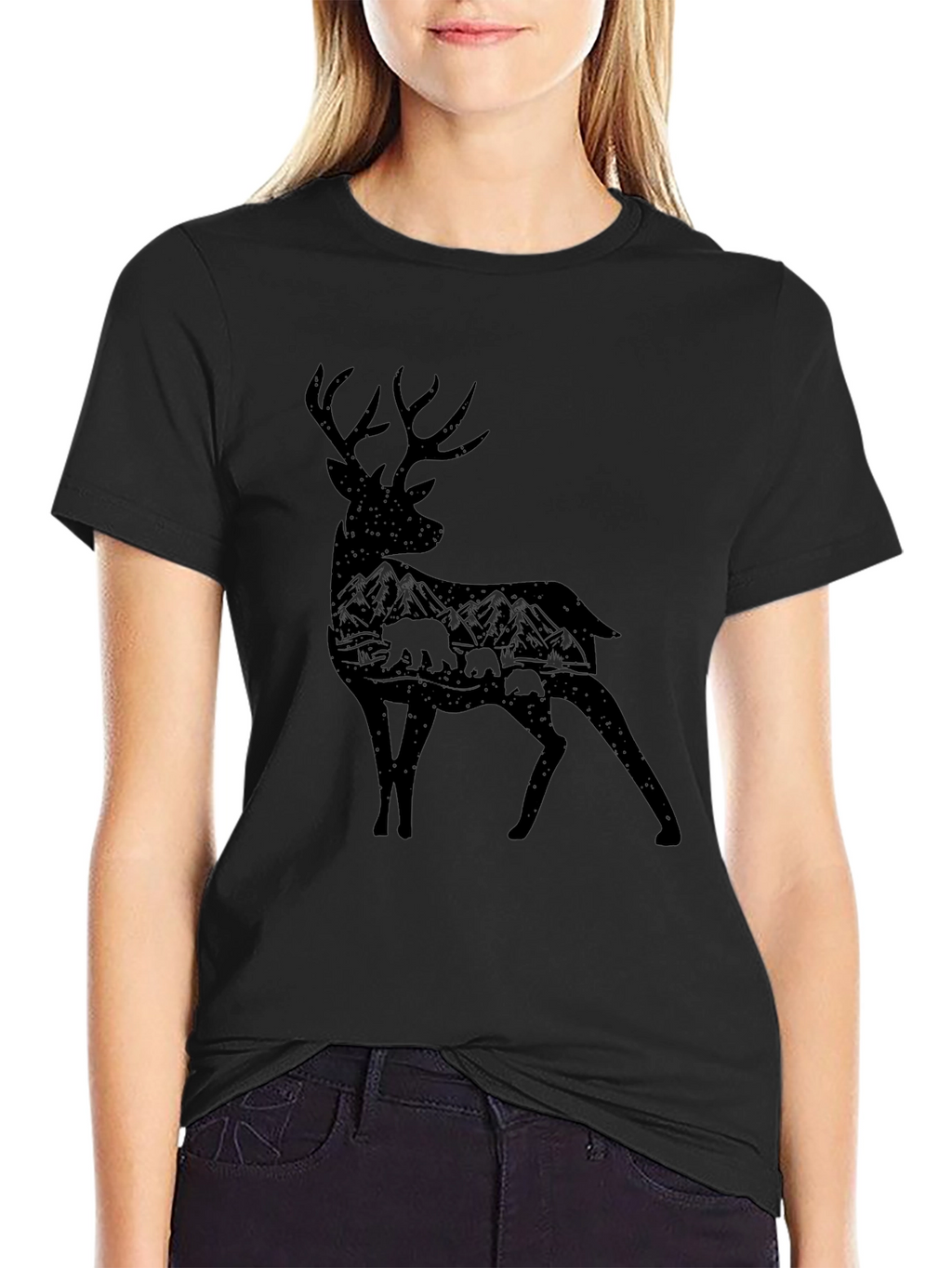 Deer Silhouette Graphic Tee - Nature Lovers T-Shirt