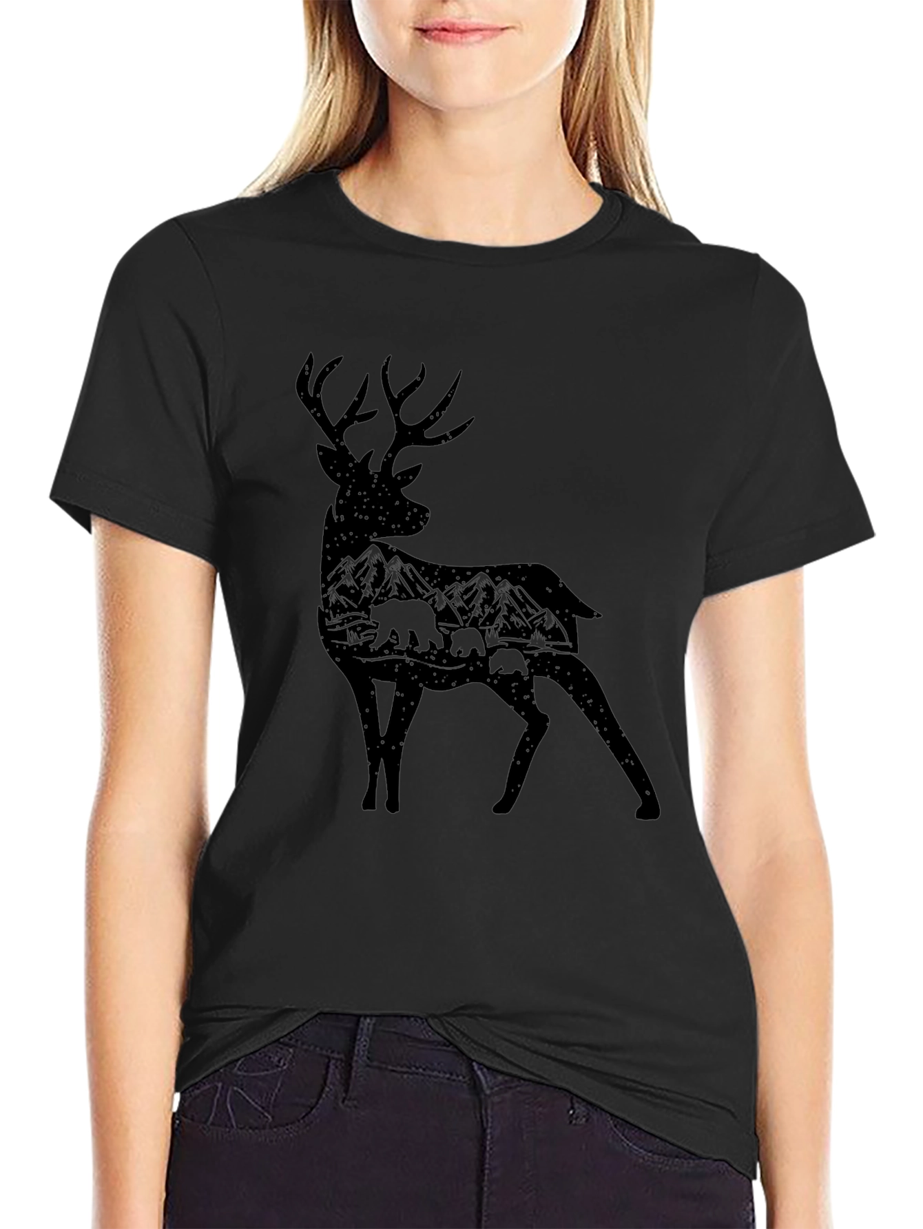 Deer Silhouette Graphic Tee - Nature Lovers T-Shirt