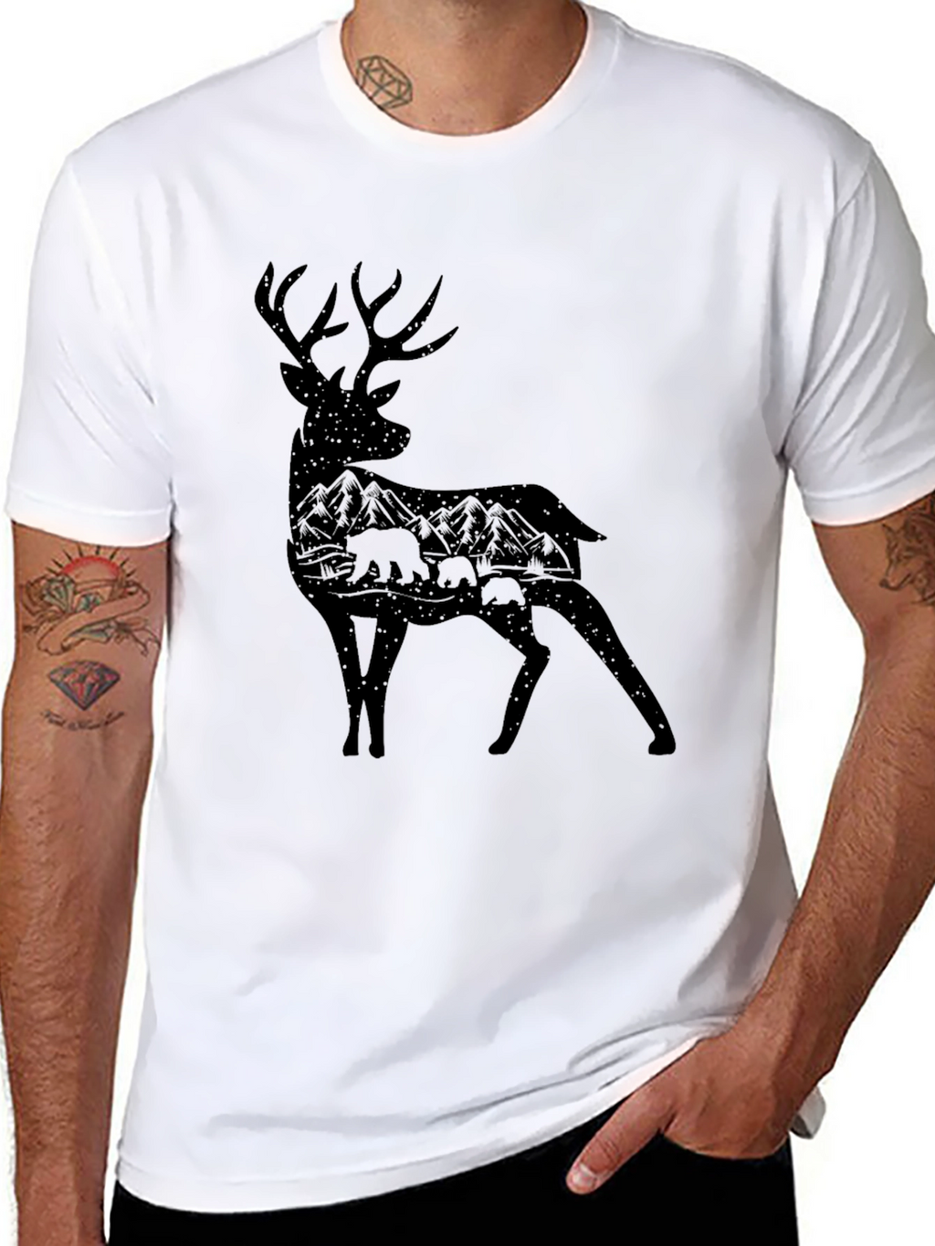 Deer Silhouette Graphic Tee - Nature Lovers T-Shirt