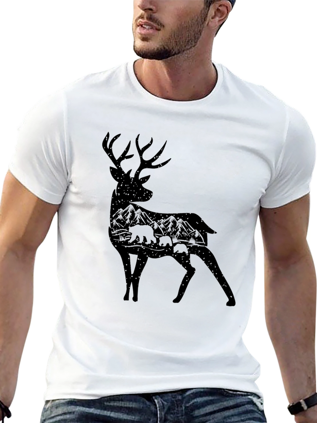 Deer Silhouette Graphic Tee - Nature Lovers T-Shirt