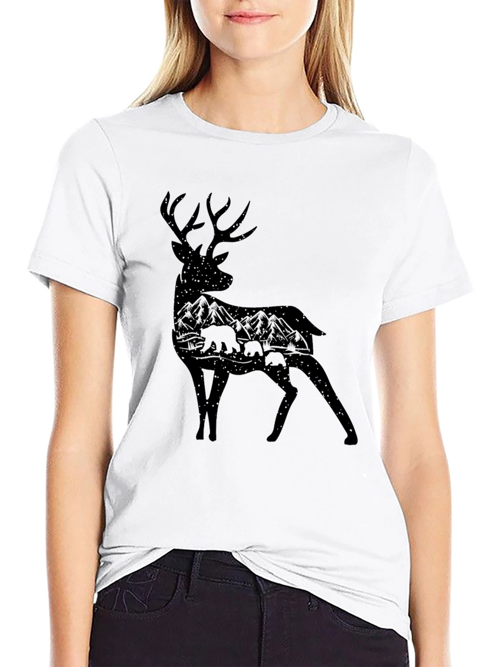 Deer Silhouette Graphic Tee - Nature Lovers T-Shirt