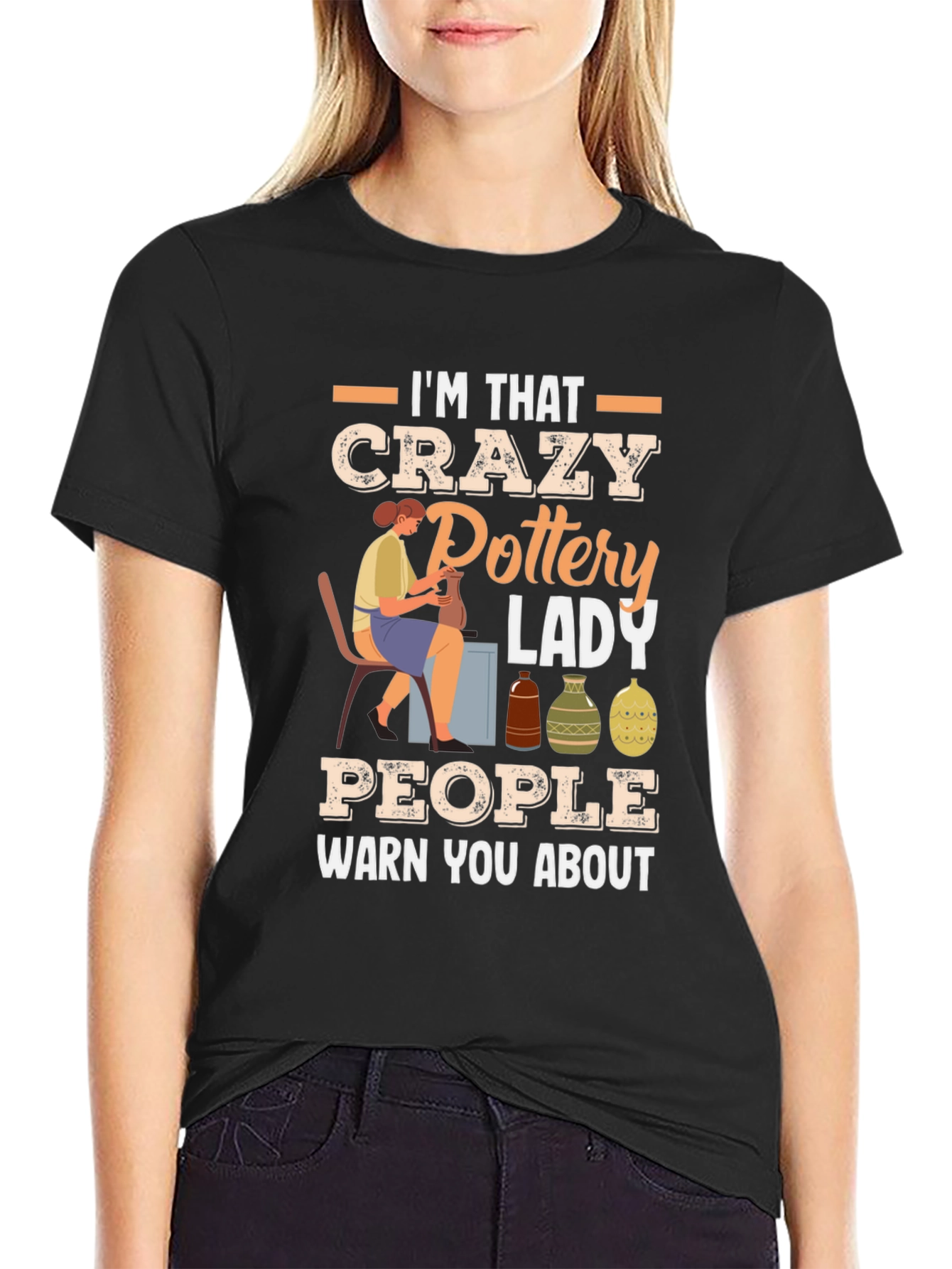 Crazy Pottery Lady Graphic T-Shirt