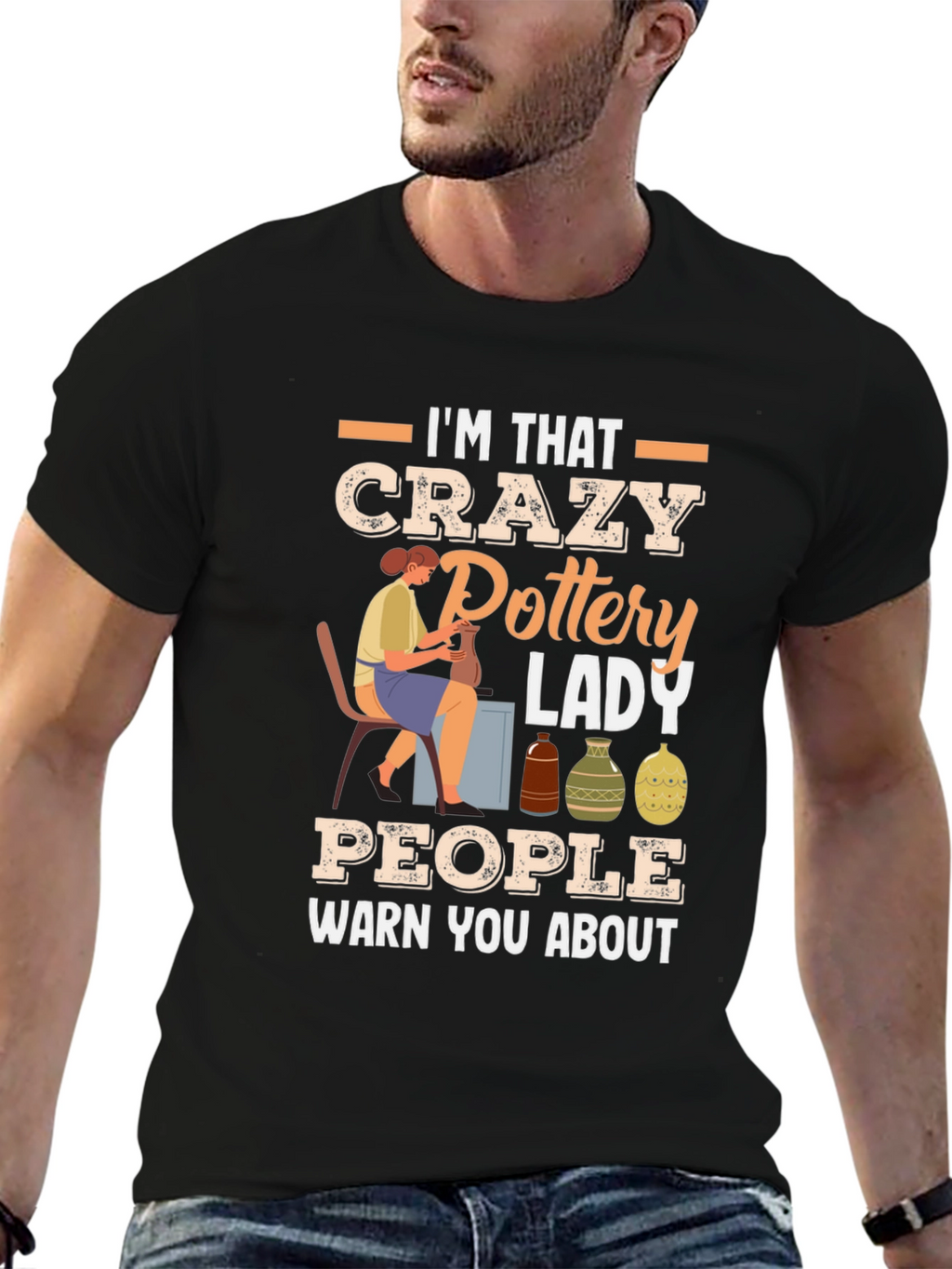 Crazy Pottery Lady Graphic T-Shirt
