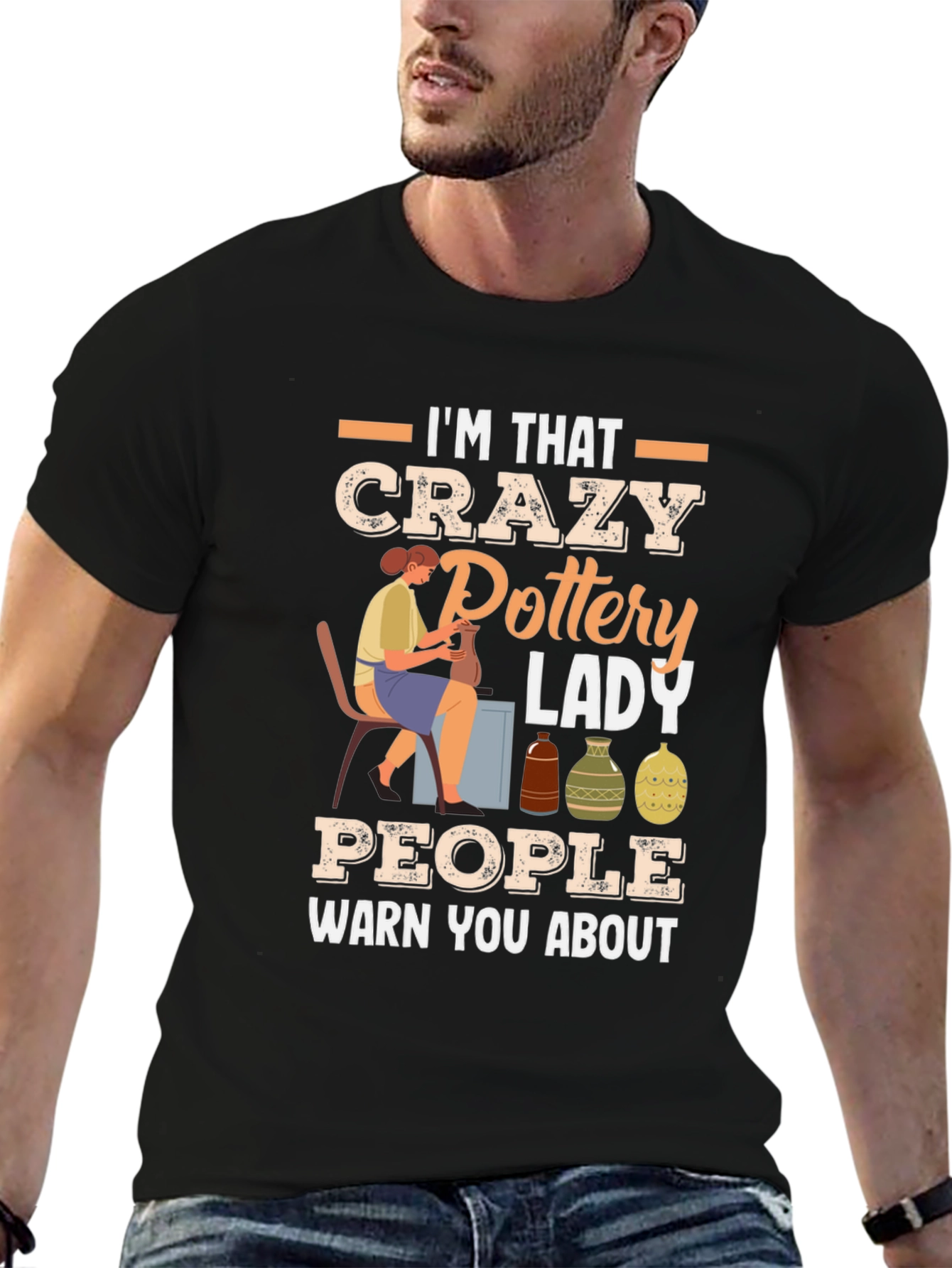 Crazy Pottery Lady Graphic T-Shirt