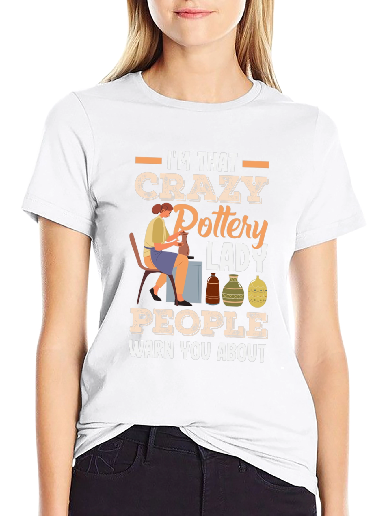 Crazy Pottery Lady Graphic T-Shirt