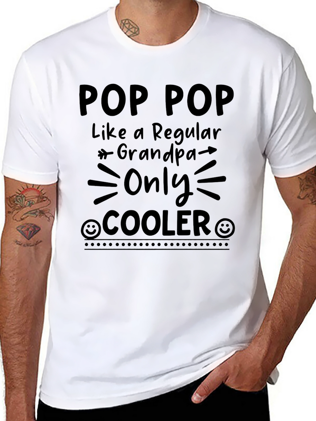 Pop Pop Cooler Black T-Shirt Grandpa Gift