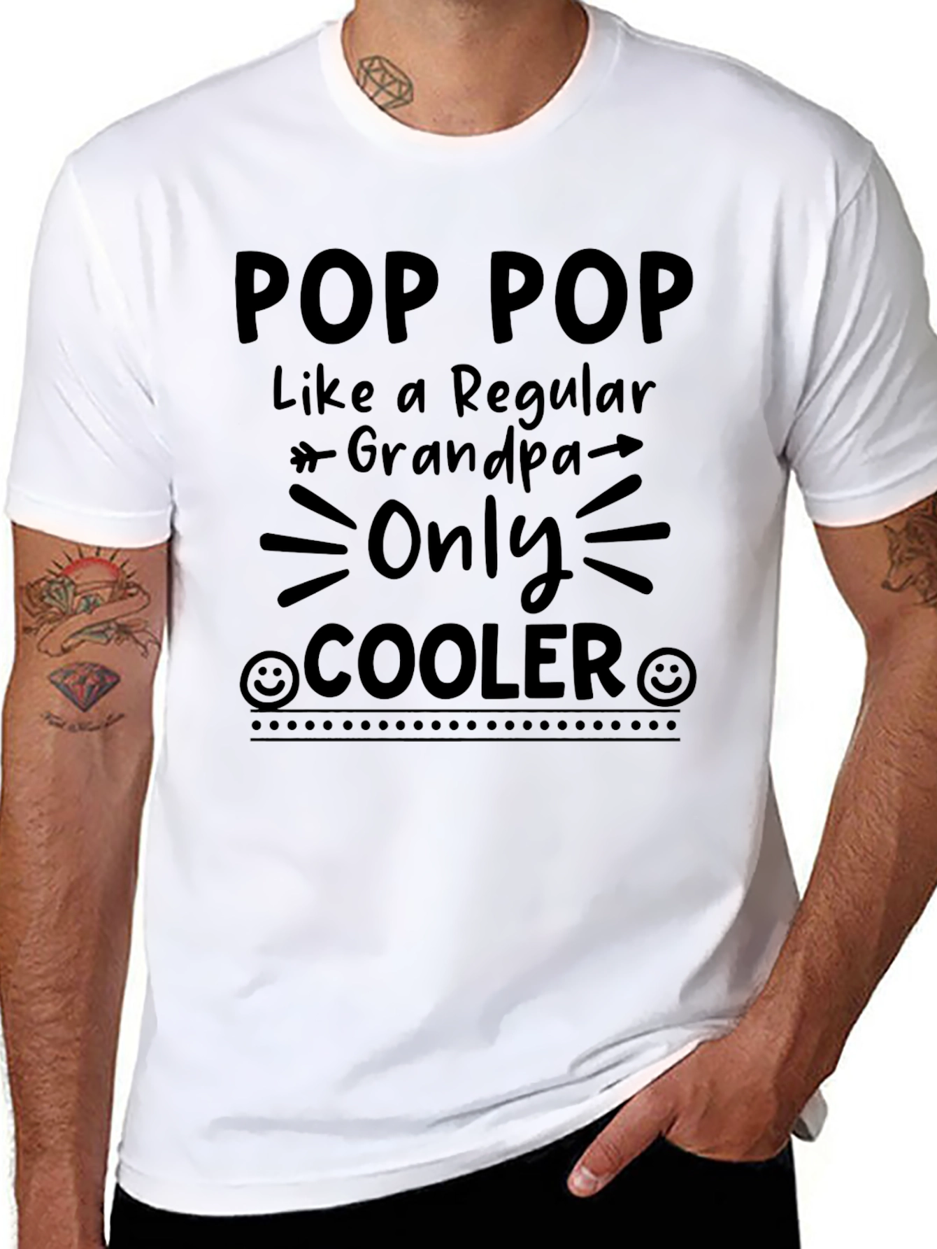 Pop Pop Cooler Black T-Shirt Grandpa Gift