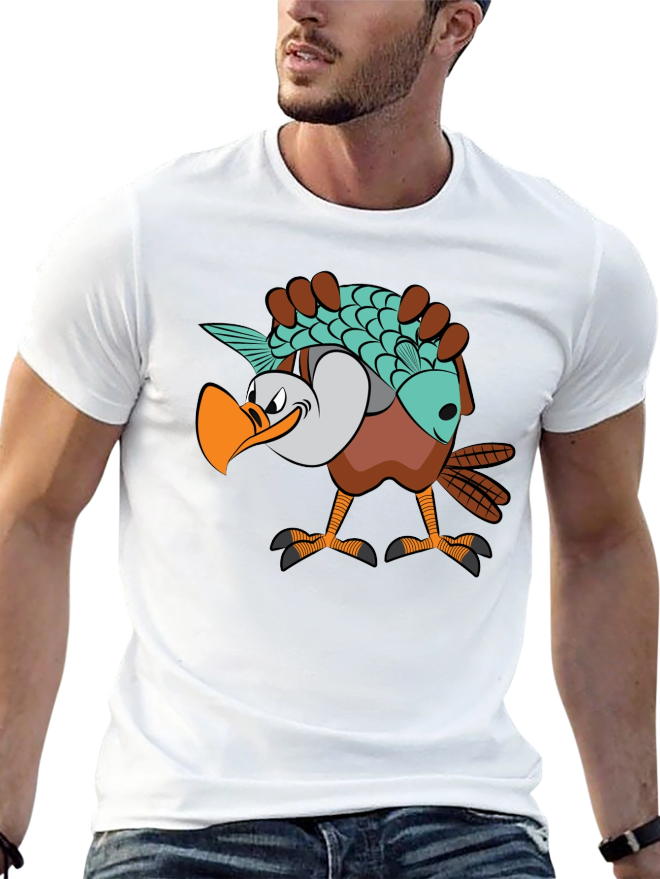Funny Eagle Carrying Fish Graphic T-Shirt