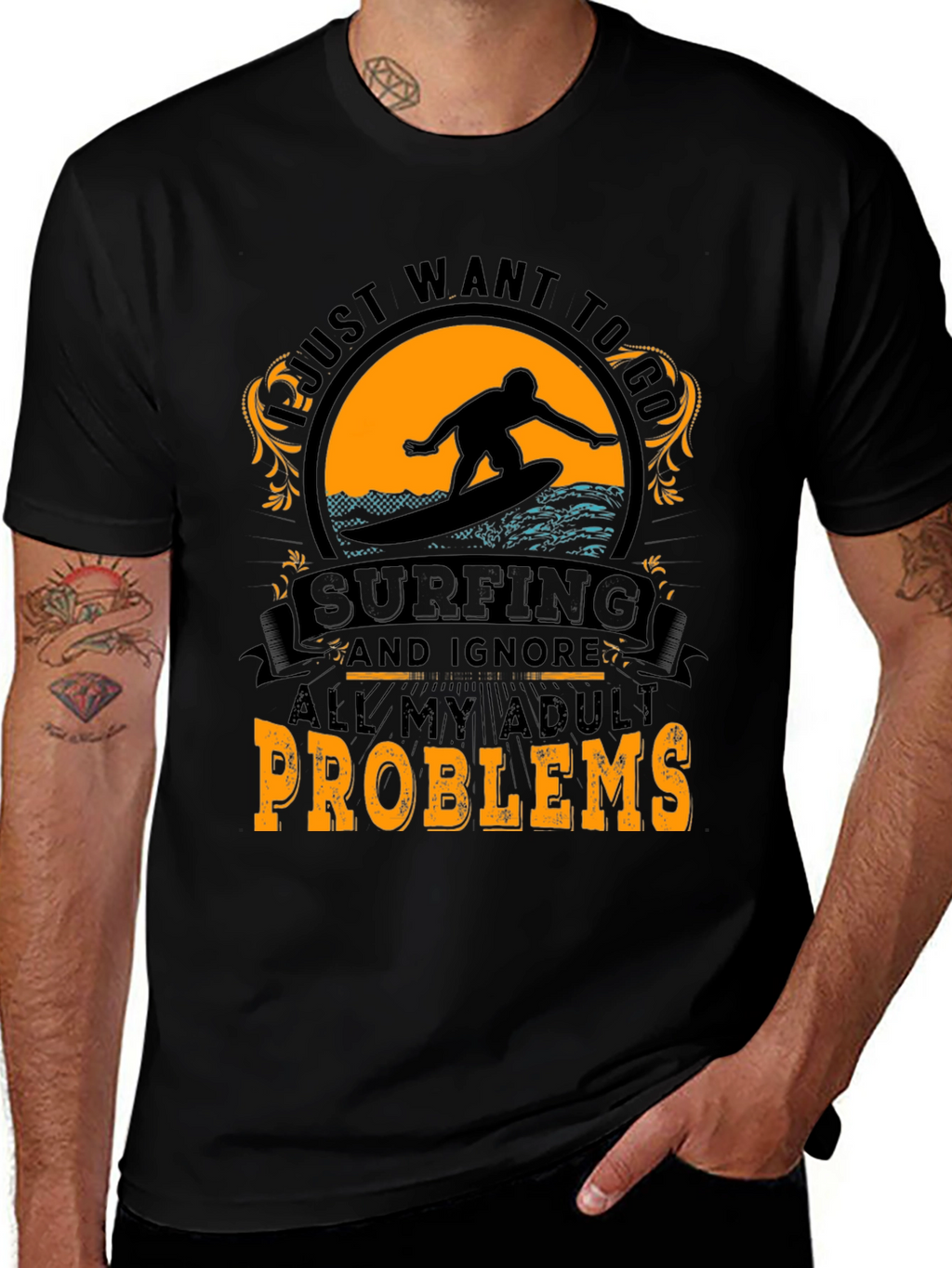 Surfing Adult Problems T-Shirt