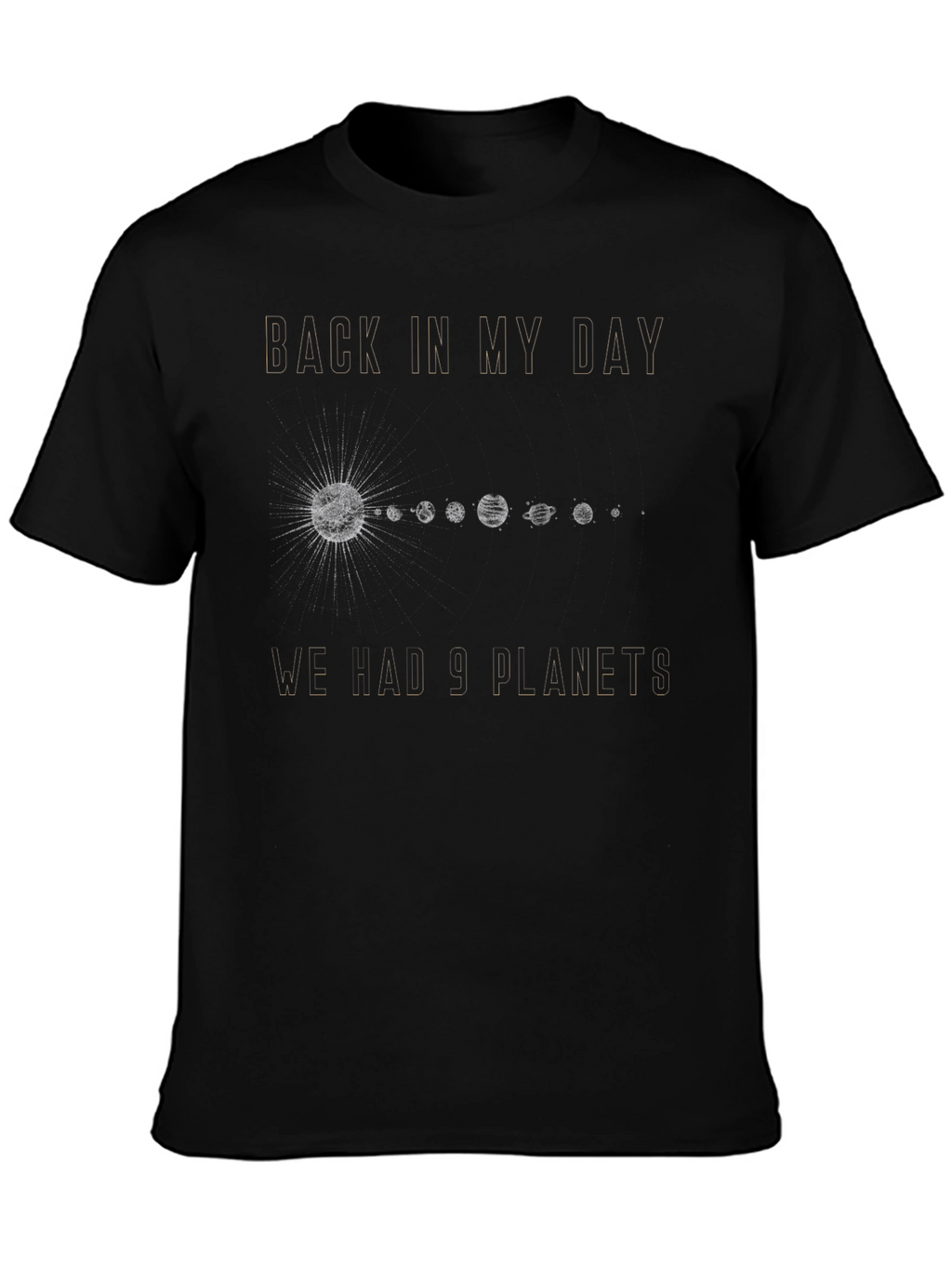 Retro 9 Planets Graphic Tee - Space Nostalgia Shirt